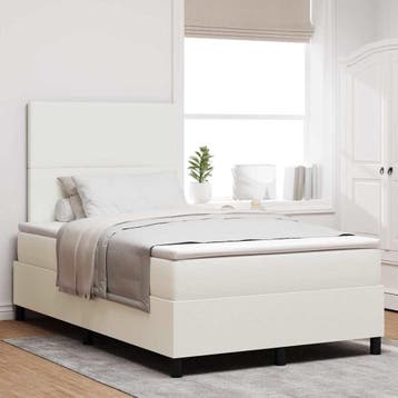 vidaXL Boxspring bed Crème en Wit 120 x 200 cm Corduroy stof, Verzenden