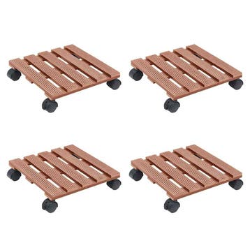 vidaXL Plantentrolleys 4 st 30x30x7,5 cm HKC bruin, Tuin en Terras, Verzenden, Nieuw