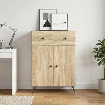 vidaXL Dressoir met lade Sonoma Eiken 66 x 34,5 x 90 cm, Huis en Inrichting, Kasten | Dressoirs, Verzenden, Nieuw