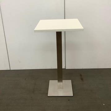 statafel op metalen poot, Hoogte 113 cm, Wit - RVS, Huis en Inrichting, Tafelonderdelen, Gebruikt
