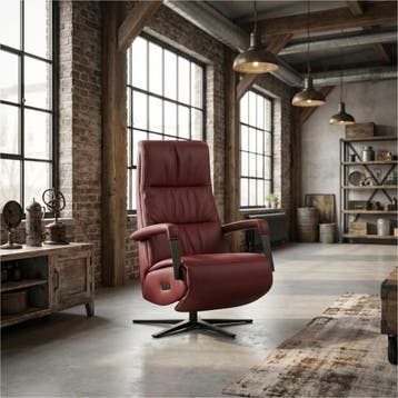 Leren elektrisch relaxfauteuil Core - Massif Rubino, Huis en Inrichting, Bohemian, Industrieel, Modern, Scandinavisch, Nieuw, Ophalen of Verzenden
