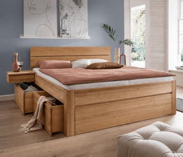 Forestales Aurelian Kernbeuken Houten Bed met Lades 55CM - 1, Nieuw