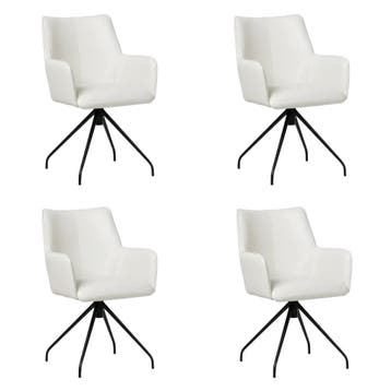 Set van 4 Leren draaibare eetkamerstoelen Wave - Toledo, 60 tot 90 cm, Nieuw, Leer, Ophalen of Verzenden