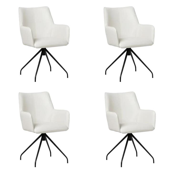 Set van 4 Leren draaibare eetkamerstoelen Wave - Toledo, Maison & Meubles, Tabourets de bar, Enlèvement ou Envoi