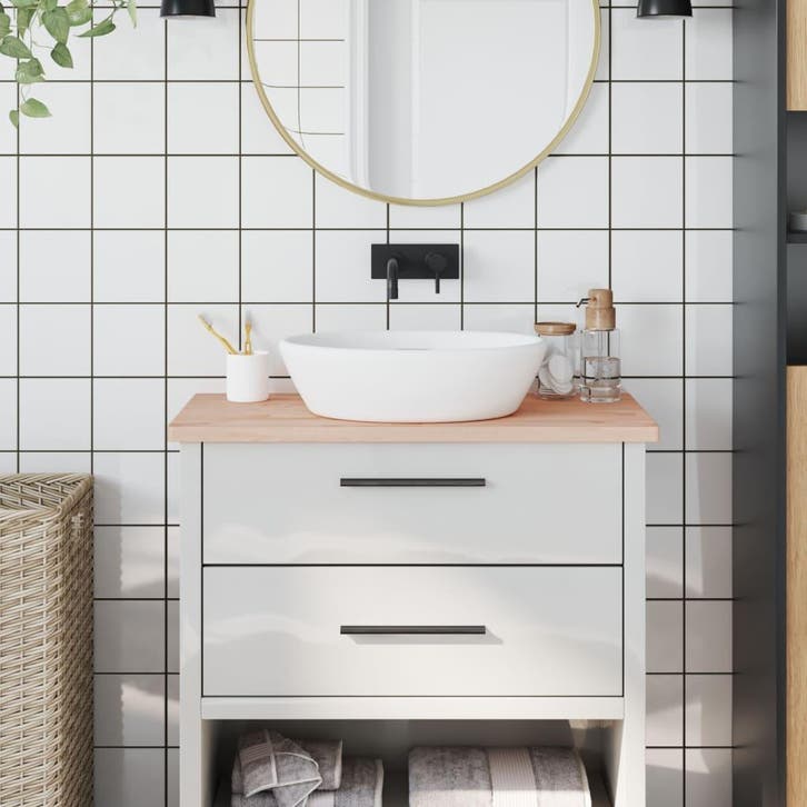 vidaXL Wastafelblad 80x40x2,5 cm massief beukenhout, Huis en Inrichting, Keuken | Keukenelementen, Nieuw, Verzenden