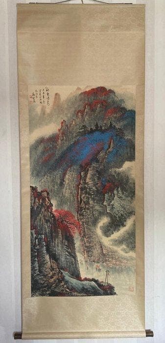 Encre sur papier, rouleaux suspendus à axe vertical - Wei