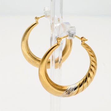 Boucles doreilles - 18 carats Or jaune Diamant (Naturelle), Handtassen en Accessoires, Nieuw