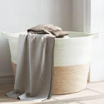 vidaXL Wasmand Ø 60x36 cm katoen beige en wit, Verzenden, Nieuw