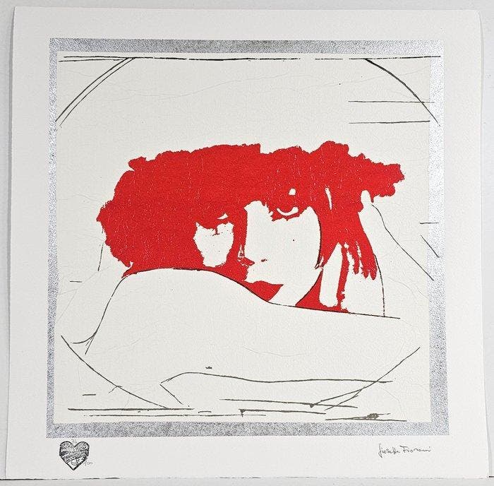 Giosetta Fioroni (1932) - Doppio liberty Rosso, Antiquités & Art, Antiquités | Autres Antiquités