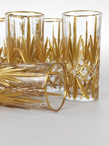 Secoloventesimo - Drinkservies voor 6 (6) - Goudgeverfd glas, Antiek en Kunst