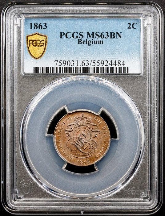 België. Leopold I. 2 Cents 1863 (Zonder minimumprijs), Postzegels en Munten, Munten | Europa | Niet-Euromunten