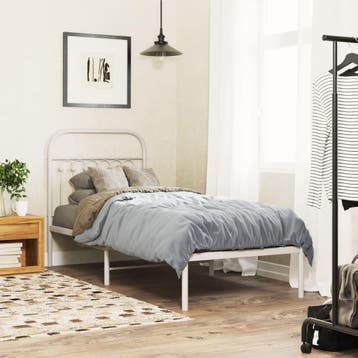 vidaXL Bedframe met hoofdbord metaal wit 80x200 cm, Huis en Inrichting, Slaapkamer | Bedden, Verzenden, Nieuw