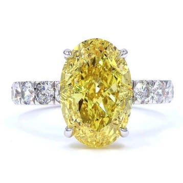 Ring - 18 karaat Witgoud - 7.02ct. tw. Geel Diamant (Fancy, Nieuw