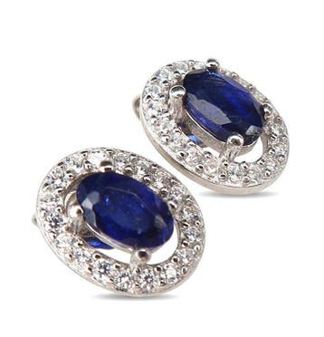 Saffier - Zilver, Le Bleu Royal – Oorbellen Saffier –