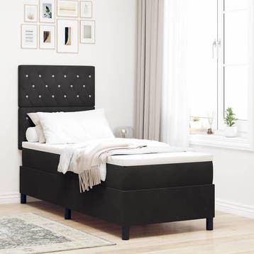 vidaXL LED Box Spring Bed met matras Zwart 80 x 200 cm, Verzenden