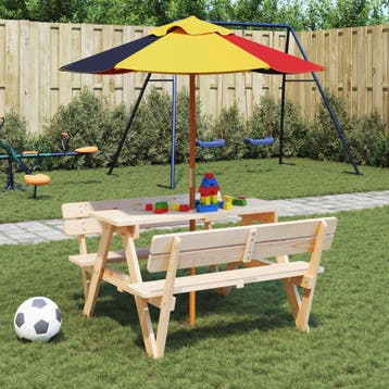 vidaXL Parasol voor kinderen met houten paal Ø120x140 cm, Tuin en Terras, Verzenden, Nieuw