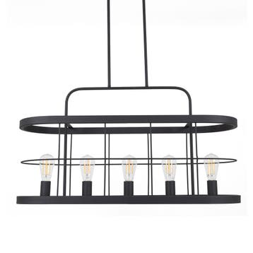Industriële lampen Benson 5 hanglamp metaal zwart, Verzenden