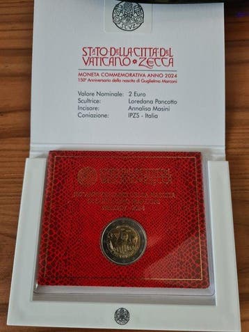 Vaticaan. 2 Euro 2024 Guglielmo Marconi (Zonder