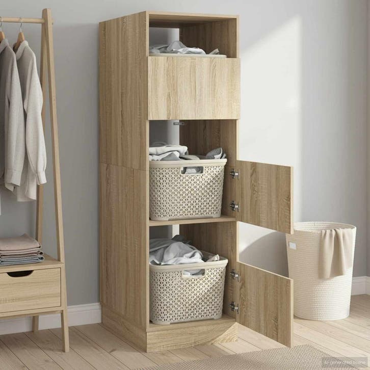 vidaXL Wasrek met opslag Sonoma 50 x 68 x 162 cm Bewerkt, Huis en Inrichting, Kasten | Overige, Nieuw, Verzenden