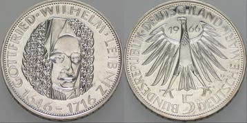 5 duitse Mark 1966 D 5 Mark Gedenkmunten Bondsrepubliek D..., Verzenden