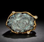 925 zilver - gesneden labradoriet - topaas - Ring, Verzamelen, Mineralen en Fossielen