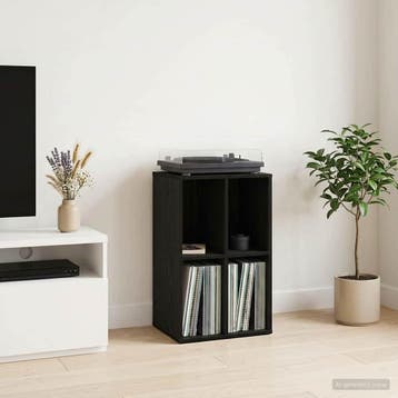 vidaXL Platenkast Zwart eiken 44,5 x 36,5 x 74,5 cm Bewerkt, Verzenden