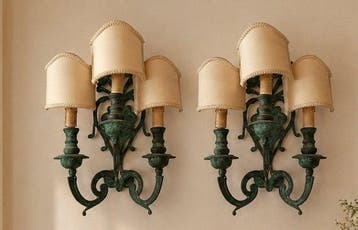 Produzione Italiana - Wandlamp - Brons, Textiel - Twee