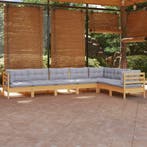 vidaXL 7-delige Loungeset met grijze kussens grenenhout, Verzenden, Nieuw, Loungeset