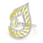 Cocktailring - 18 karaat Witgoud - 1.57ct. tw. Geel Diamant