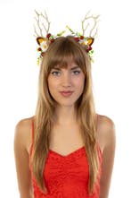 Haarband Rendier Lampjes Bloemen Besjes Diadeem Ree Eland Li, Ophalen of Verzenden, Nieuw