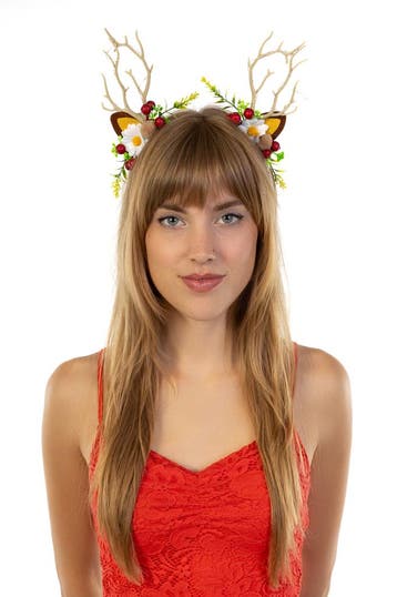 Haarband Rendier Lampjes Bloemen Besjes Diadeem Ree Eland Li, Ophalen of Verzenden, Nieuw