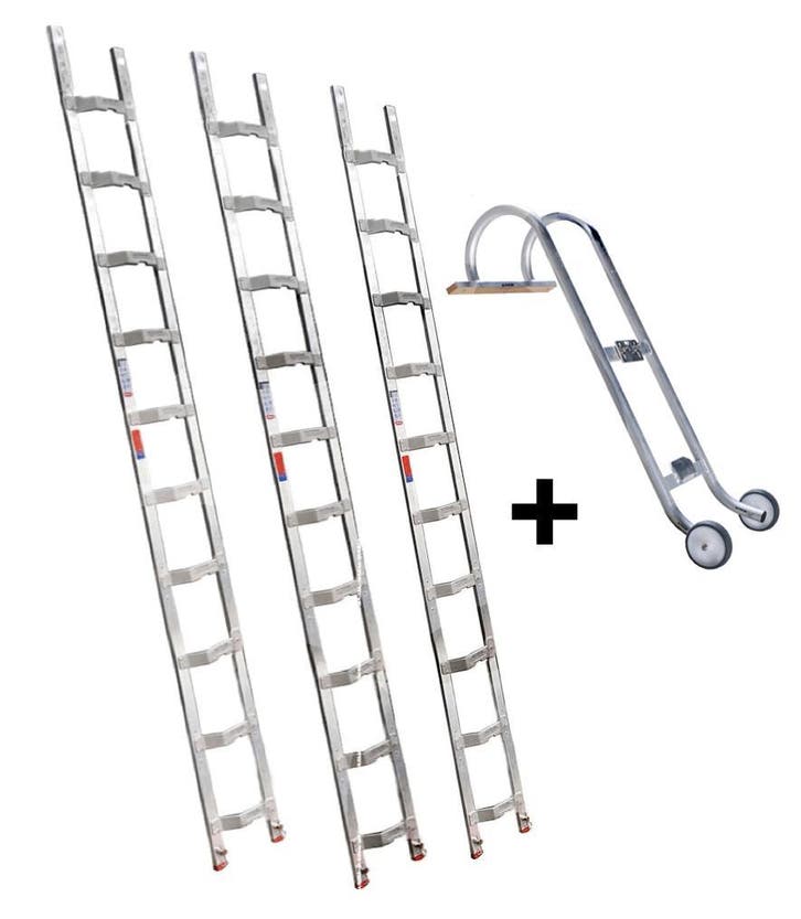 Altrex dakladderset met nokhaak 9m, Bricolage & Construction, Échelles & Escaliers, Enlèvement ou Envoi