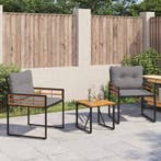 vidaXL Buitenmeubels set met kussen 3 pcs Lichtgrijs, Verzenden, Nieuw