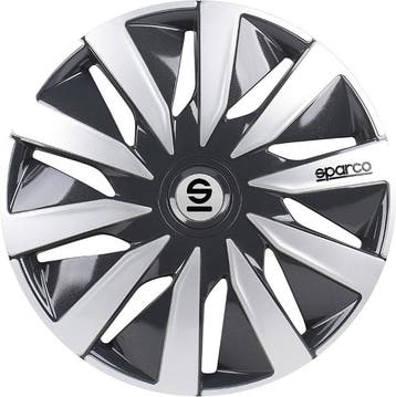 SPARCO Lazio Wieldoppen 14 inch - ABS grijs/zilver - set van, Verzenden, Zo goed als nieuw
