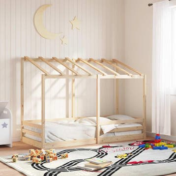 vidaXL Kinderbed met bedhuis 90x190 cm massief grenenhout, Huis en Inrichting, Verzenden, Nieuw