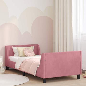 vidaXL Kinderen bedframe met hoofdboard Roze 90 x 190 cm, Verzenden