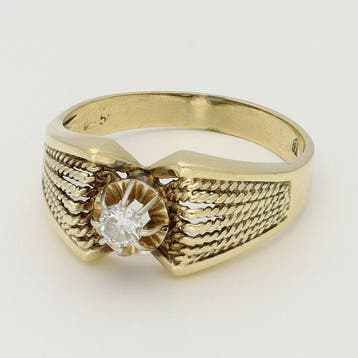 Ring - 14 karaat Geel goud Diamant (Natuurlijk)