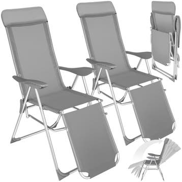 2 opvouwbare aluminium tuinstoelen met rug- en voetsteun, Verzenden, Nieuw