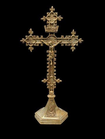 Antiek Crucifix - Verguld brons - 1800-1850 - Prachtig, Antiquités & Art