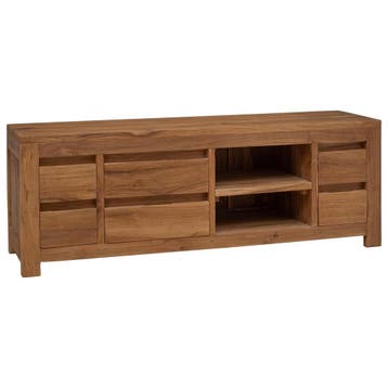 vidaXL Tv-meubel 110 x 30 x 40 cm Naturel Massief Teakhout, Huis en Inrichting, Kasten |Televisiemeubels, Verzenden, Nieuw