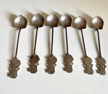 Cuillère (6) - Argent 800 - cuillères à thé