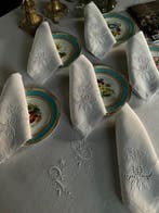 6 vroege 20e-eeuwse zware linnen servetten met de initialen