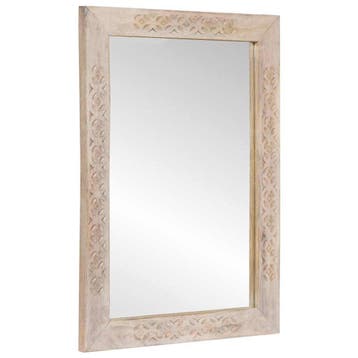 vidaXL wandspiegel Bleached White 70 x 50 cm Bewerkt hout en, Huis en Inrichting, Woonaccessoires | Spiegels, Verzenden, Nieuw
