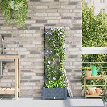 vidaXL Plantenbak Lichtgrijs 40 x 40 x 125,5 cm PP, Verzenden, Nieuw