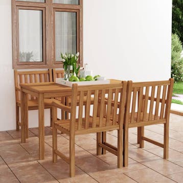 vidaXL 5-delige tuinset 140x80 cm massief teakhout, Verzenden, Nieuw, Tuinset