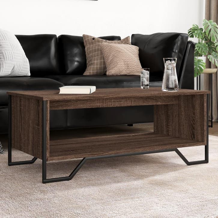 vidaXL Salontafel 100x51x40 cm bewerkt hout bruin eikenkleur, Huis en Inrichting, Tafels | Salontafels, Nieuw, Verzenden