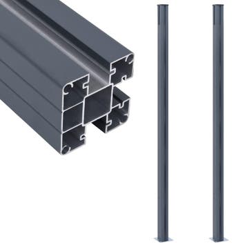 vidaXL Schuttingpalen 2 st 185 cm aluminium donkergrijs, Verzenden