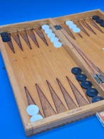 Speeltafel - Backgammon-spel – houten speelbord met, Antiek en Kunst