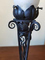 Muller Frères - Lampe - fer forgé, verre coloré