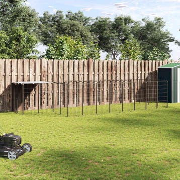 vidaXL Hondenkennel 10,89 m² staal zwart, Verzenden